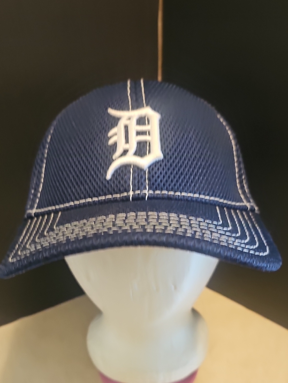 Detrout Tigers New Era Blue and White Mesh Hat With D Logo Cap M/L